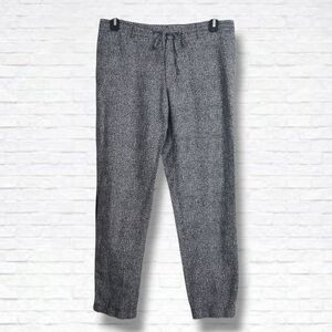 The Kooples Linen Blend Black Printed Fitted Jogger Trousers Size 48